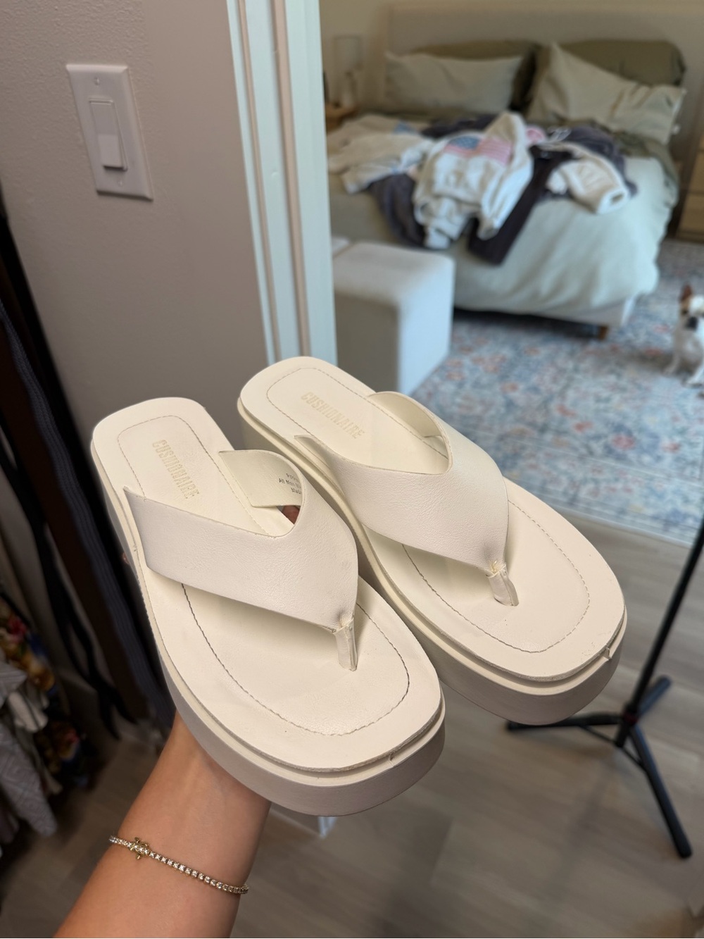 Women's White Platform Thong Sandals - Elevated Casual Flip Flops